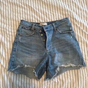 Abercrombie & Fitch Blue Button-Fly Denim Shorts